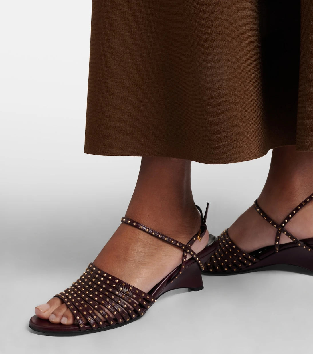 Khaite - Drew 35 studded leather wedge sandals