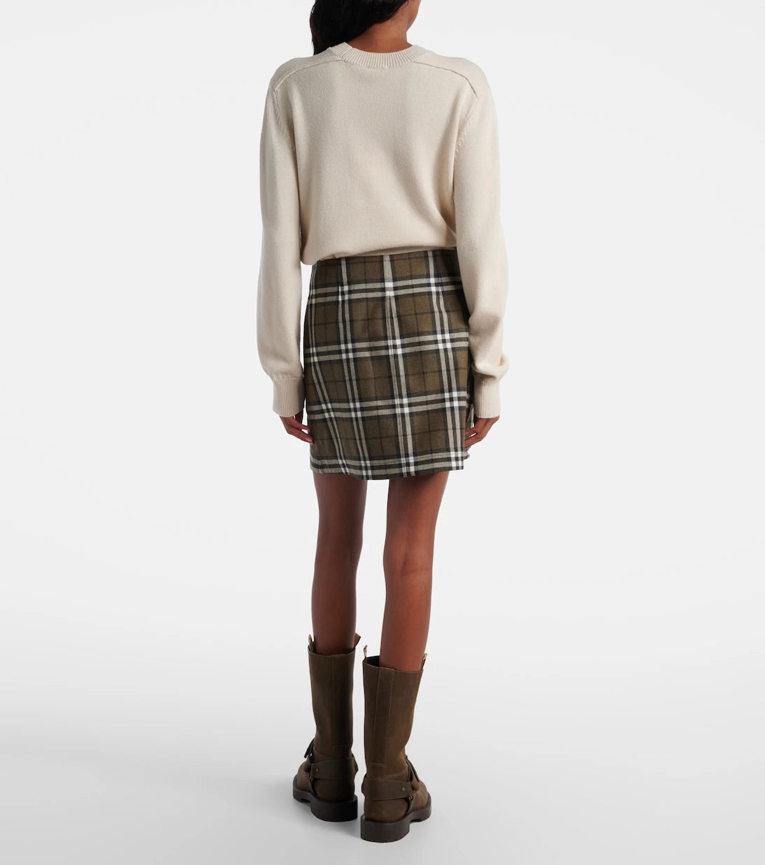 Burberry - تنورة قصيرة من صوف الكاروهات من Burberry