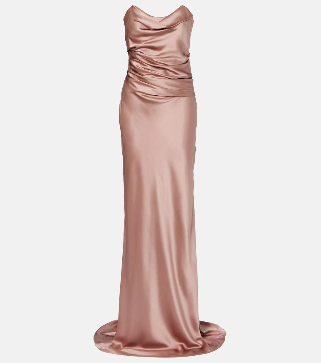 The Sei - Ruched strapless silk satin corset dress