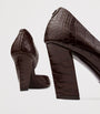 Brown Farren 85 Leather Croc-Embossed Pumps