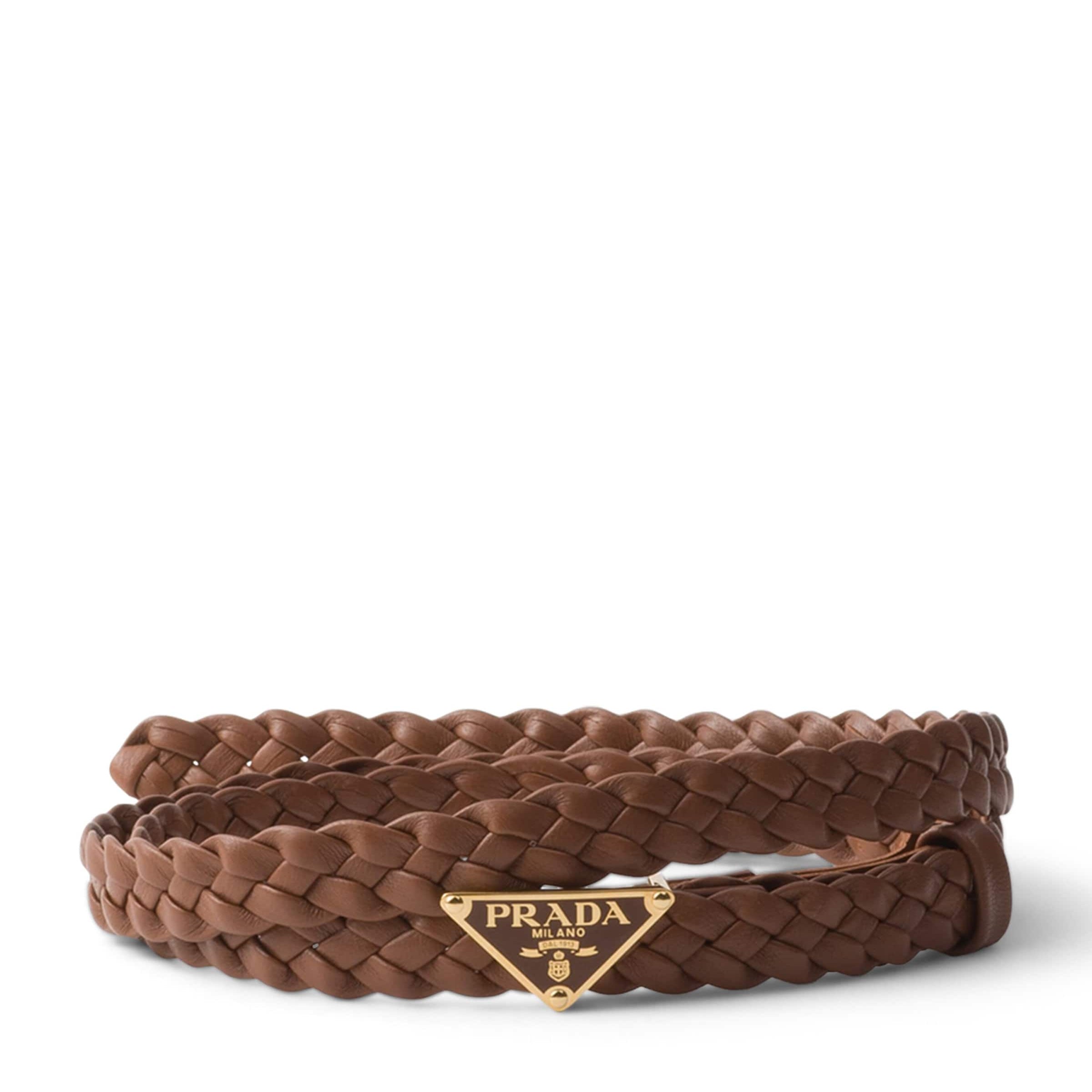 Brown Nappa Leather Braided Belt