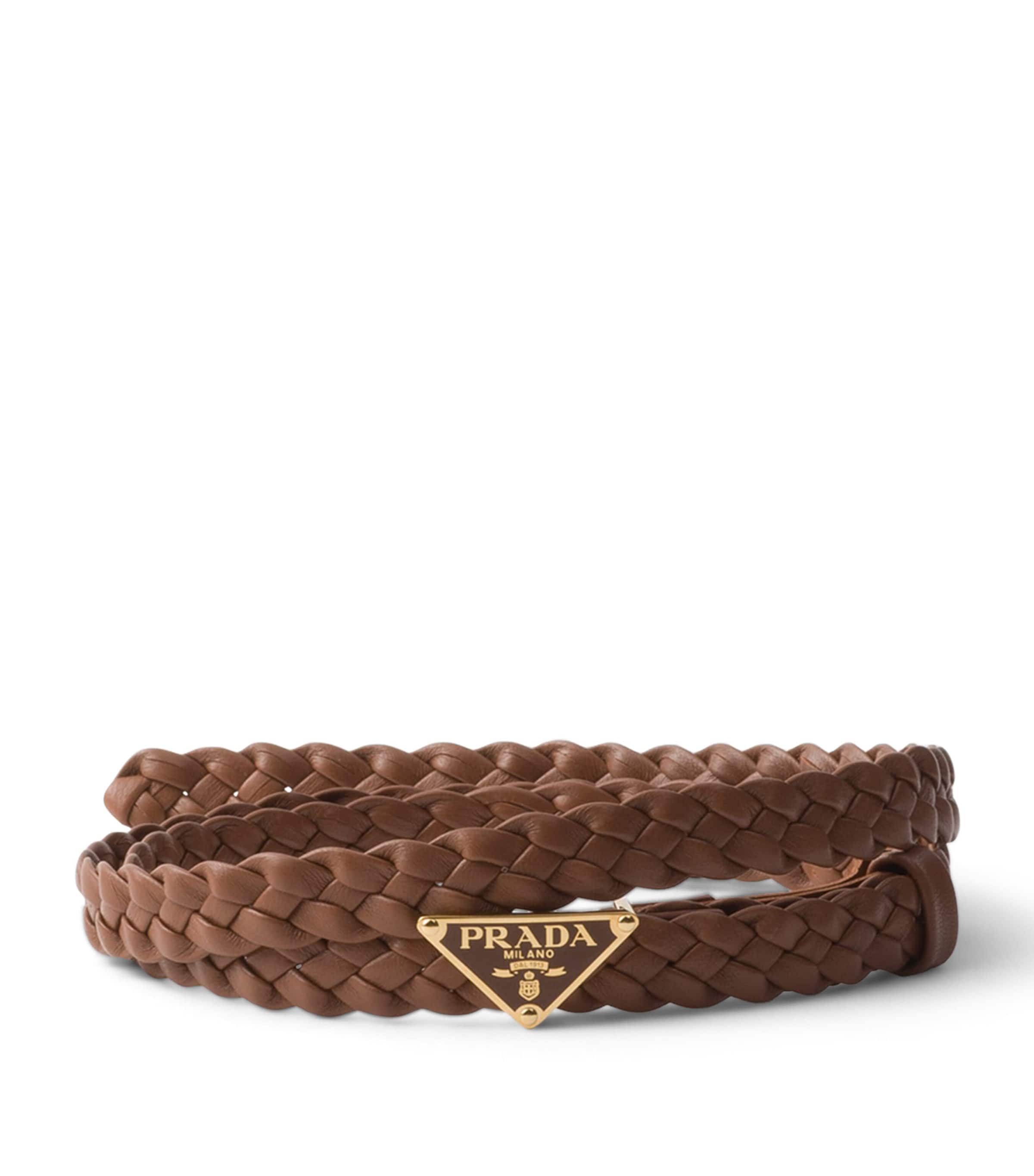 Brown Nappa Leather Braided Belt