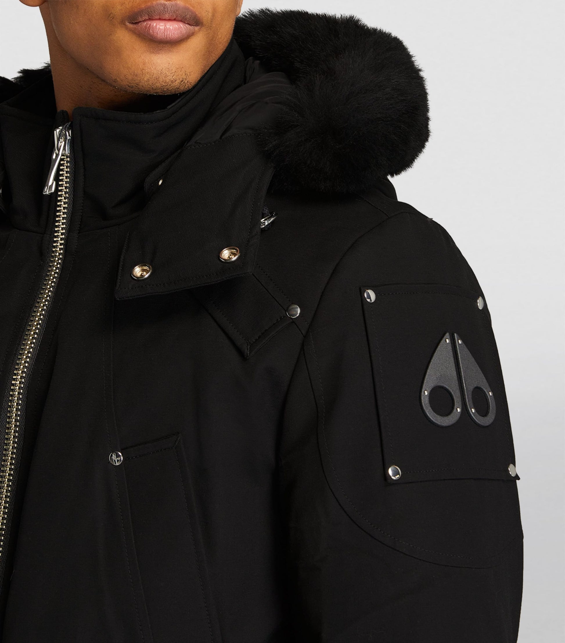 Moose Knuckles Black Down-Filled Bomber Jacket