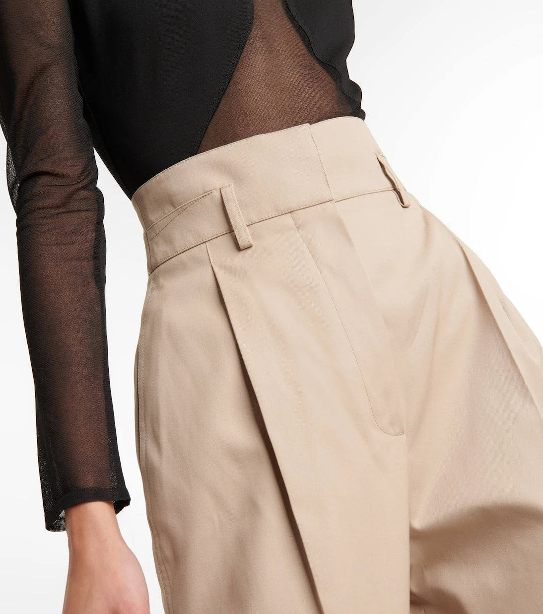 Alaïa - بنطلون مستقيم عالي الخصر من مزيج القطن