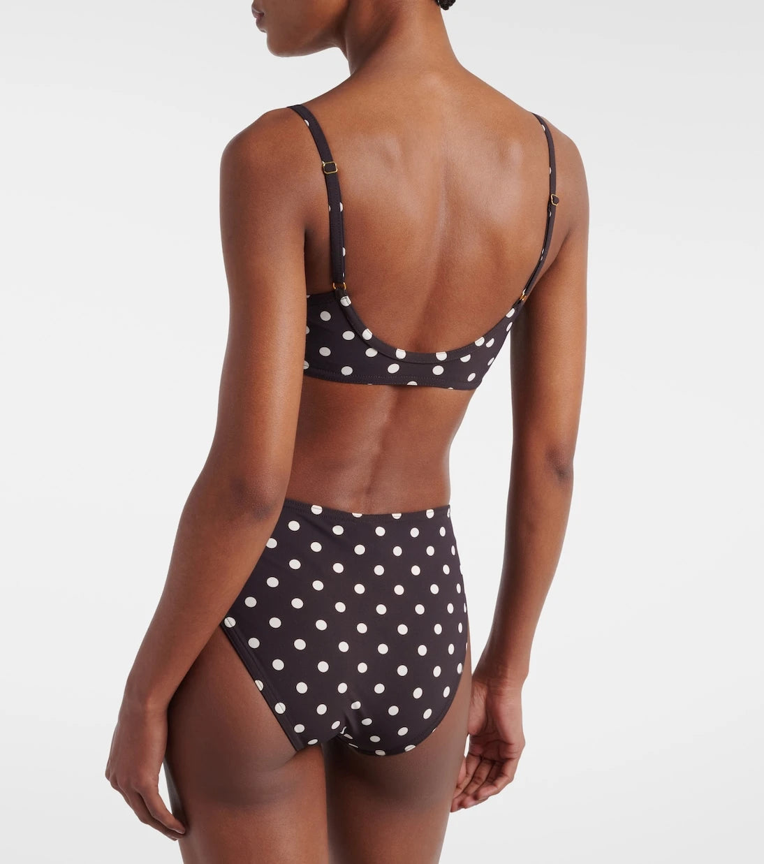 Karla Colletto - Floral-appliqué polka-dot bikini top