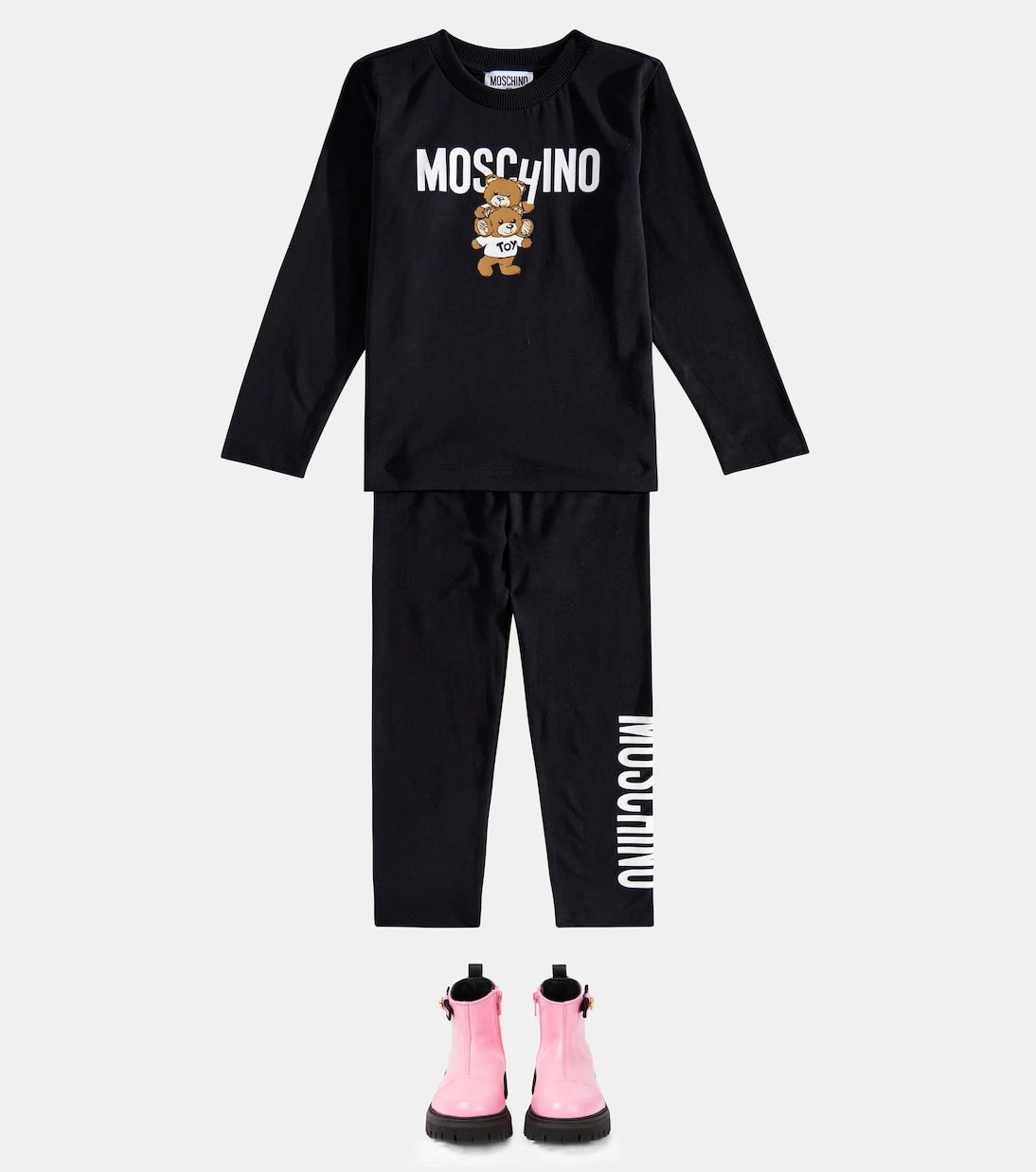 Moschino Kids - جزمة كاحل جلدية بشعار