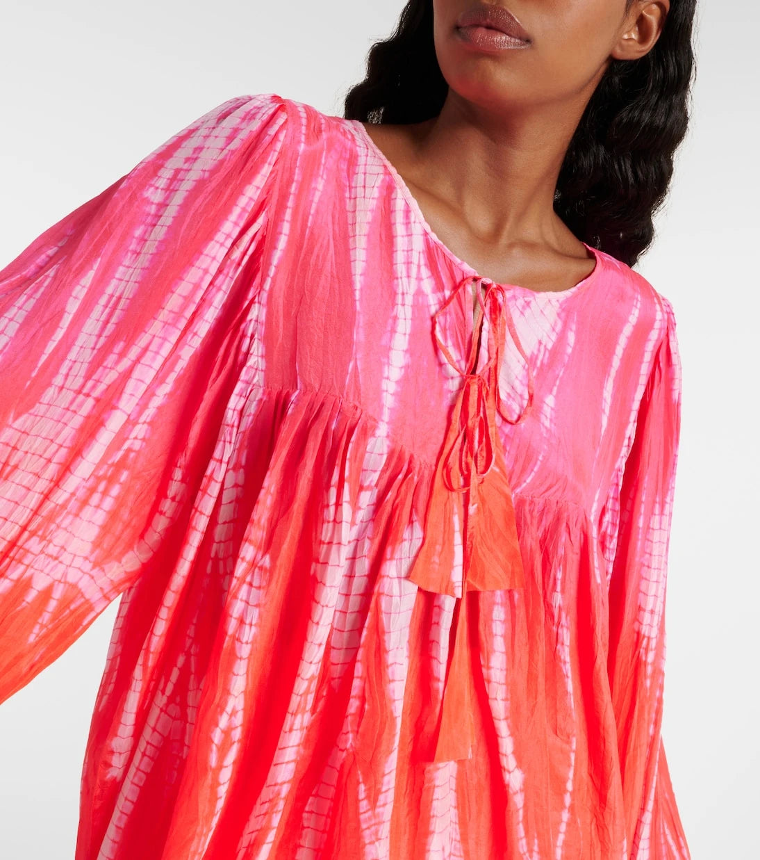 Anna Kosturova - Printed tasseled silk top