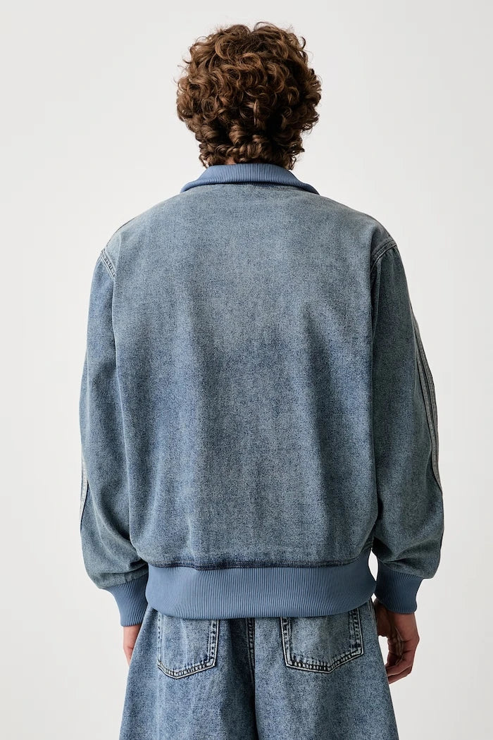 adidas Originals erkek fermuarlı denim Firebird Adicolor Denim kapüşonlu üst