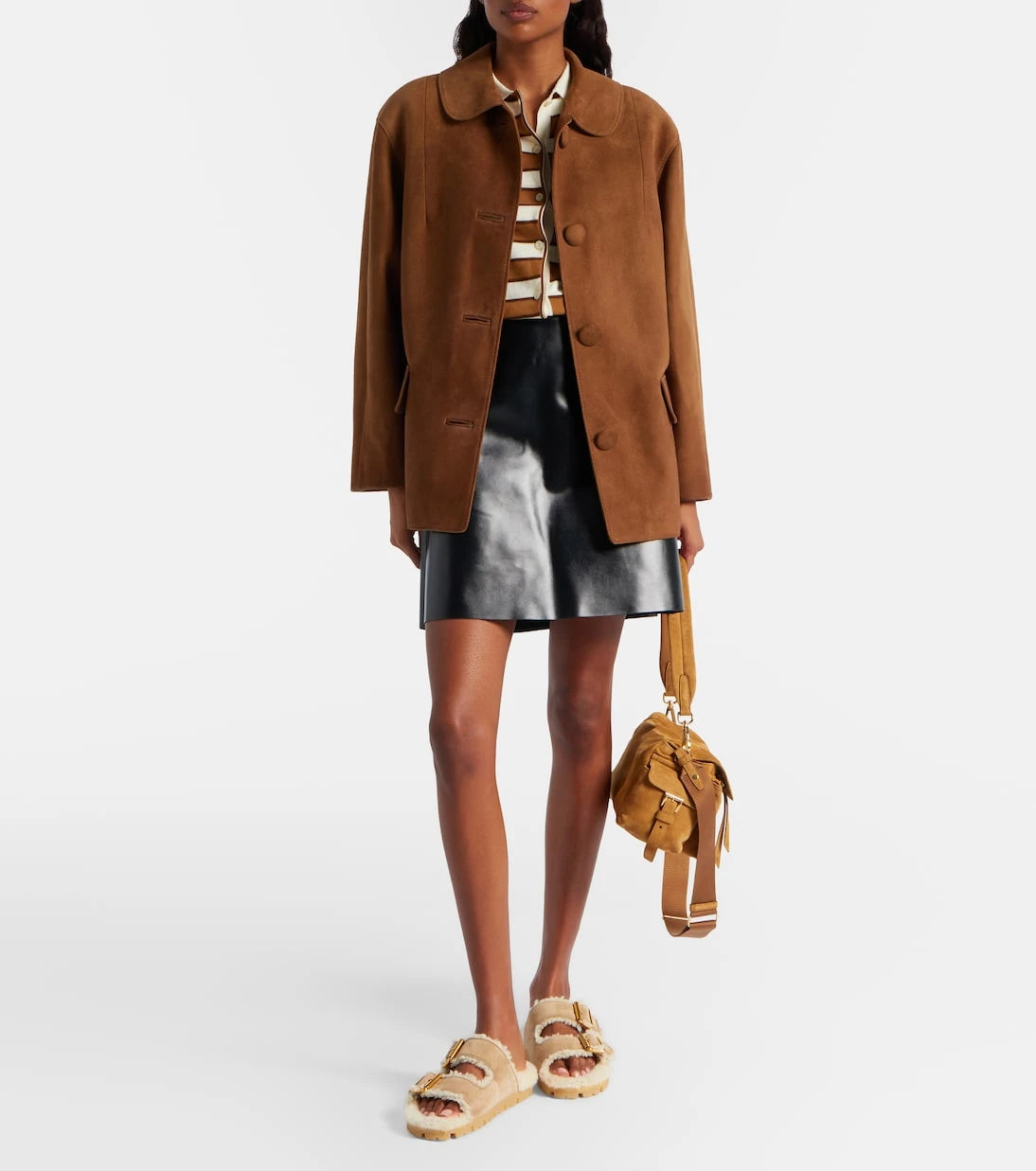 Prada - Shearling-lined suede sandals