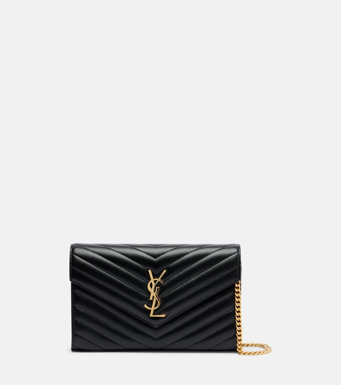 Saint Laurent - Cassandre matelassé leather wallet on chain