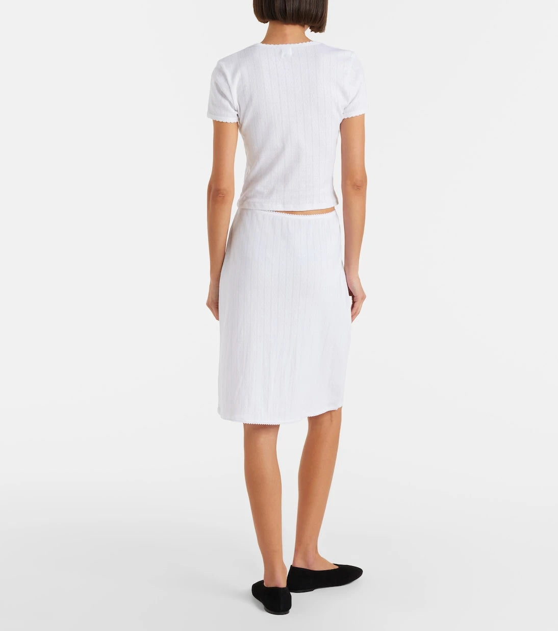 Leset - Pointelle cotton midi skirt