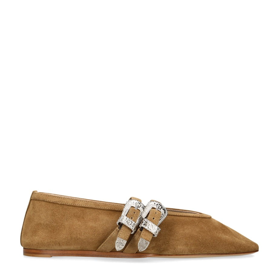 Le Monde Beryl Brown Suede Buckle Claudia Ballet Flats