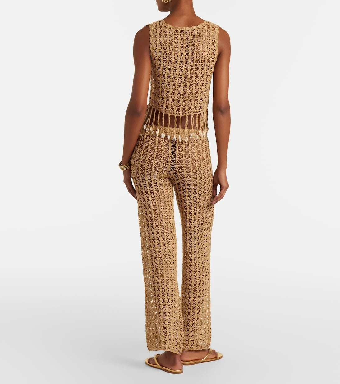 Anna Kosturova - Crochet cotton wide-leg pants