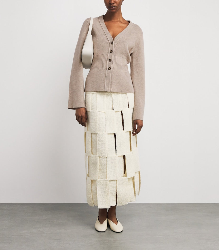 ME+EM Beige Wool-Cashmere Contour Cardigan