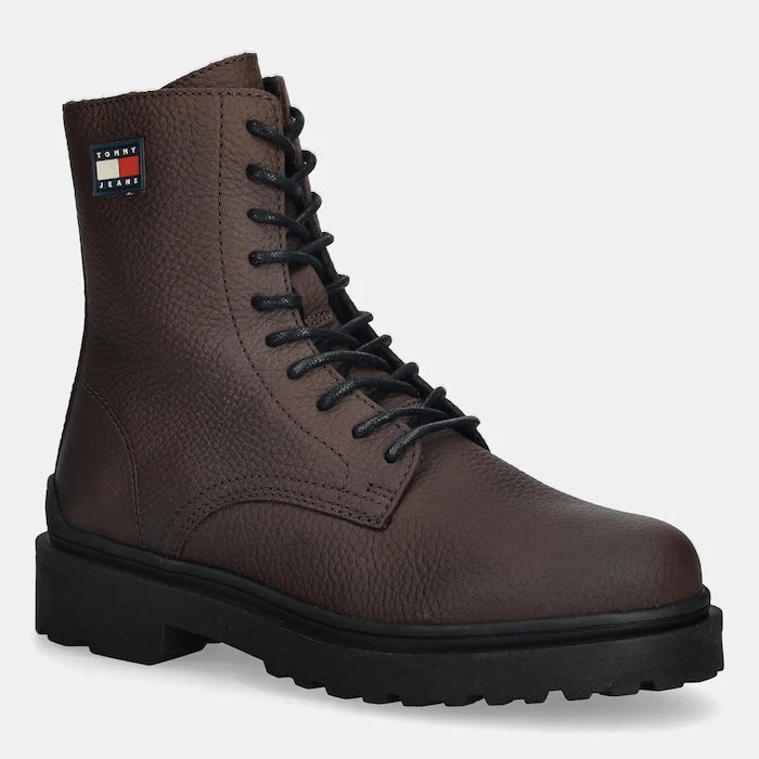 Кожени обувки Tommy Jeans TJM LACE UP TUMBLED HIGH