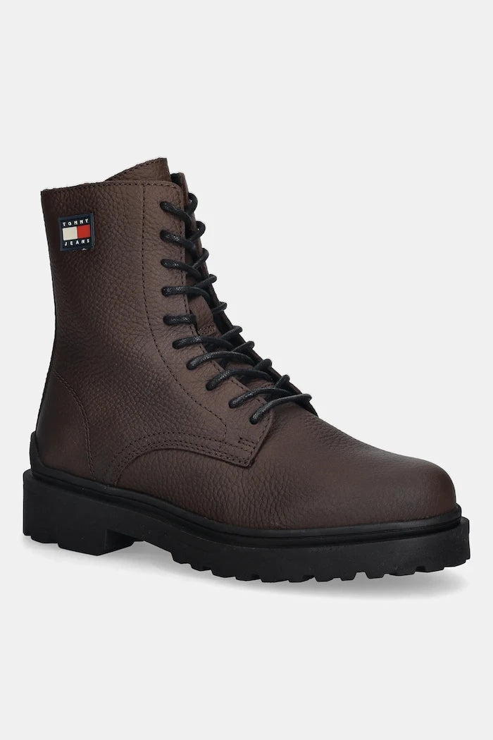 Кожени обувки Tommy Jeans TJM LACE UP TUMBLED HIGH