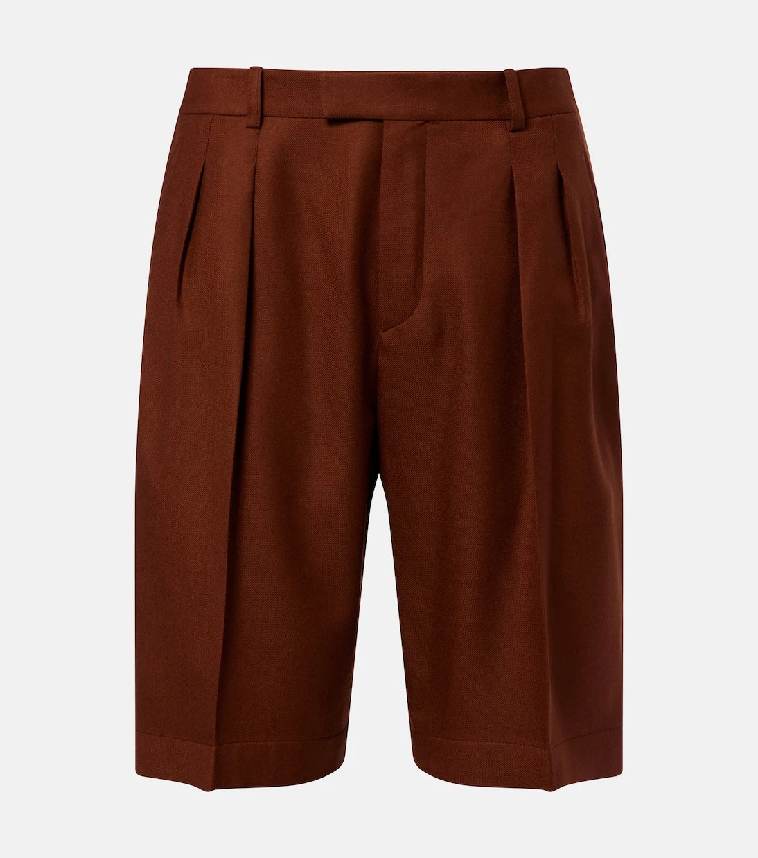Saint Laurent - Pleated cashmere Bermuda shorts