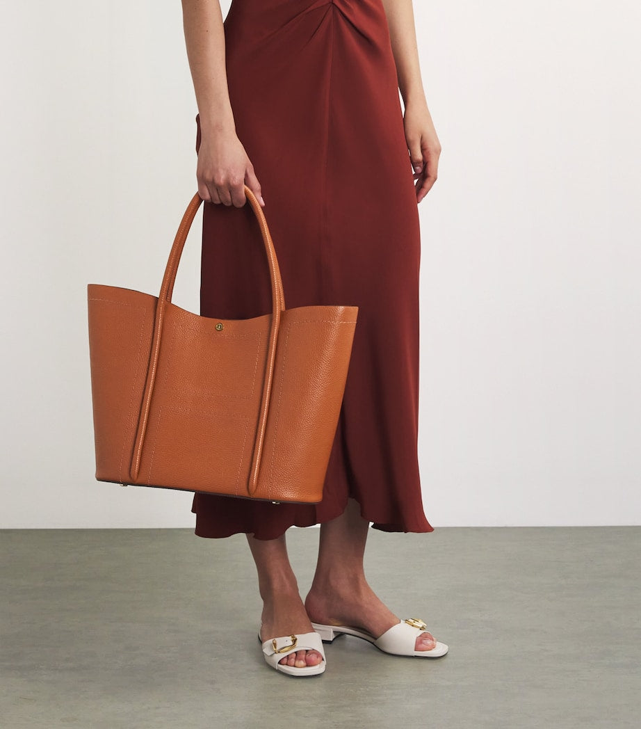 Tan Leather Rope Tote Bag