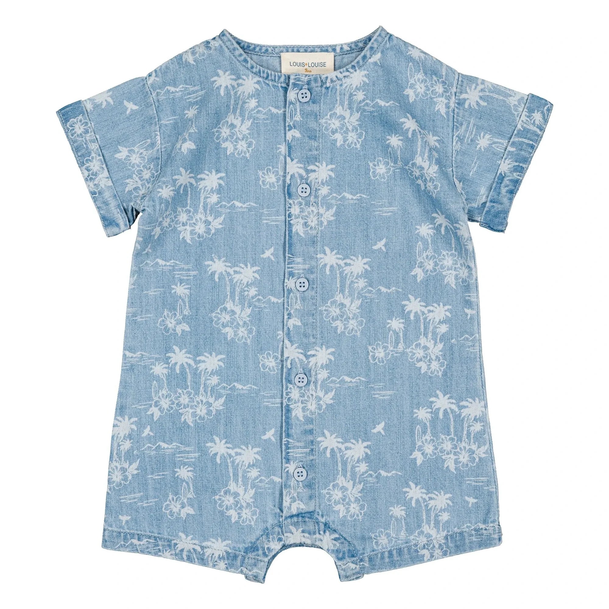 Louis Louise - Hawaiian Denim Playsuit | Light Blue