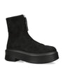 The Row Black Zipped Suede Ankle Boots 50