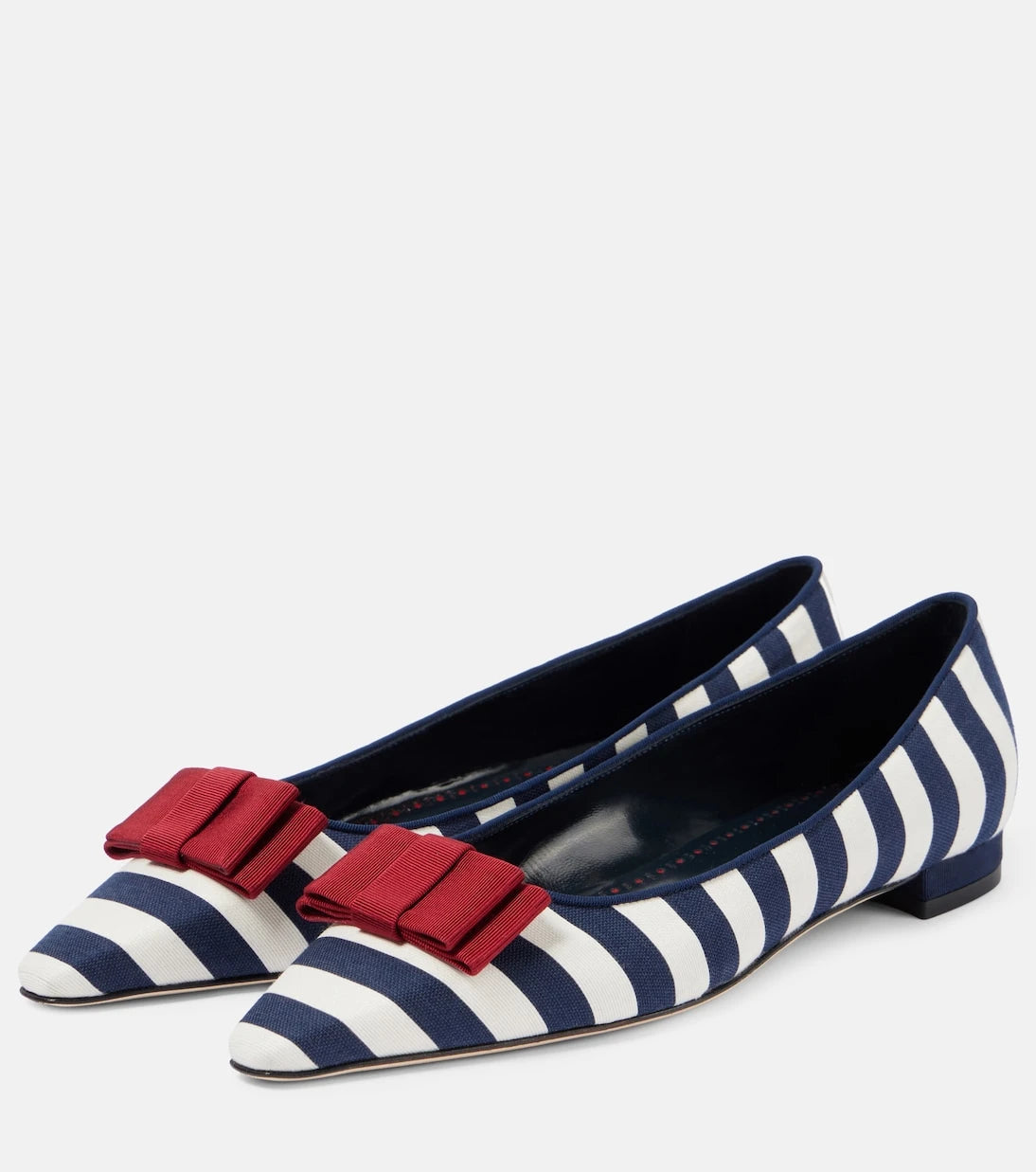 Manolo Blahnik - Reador bow-detail striped ballet flats