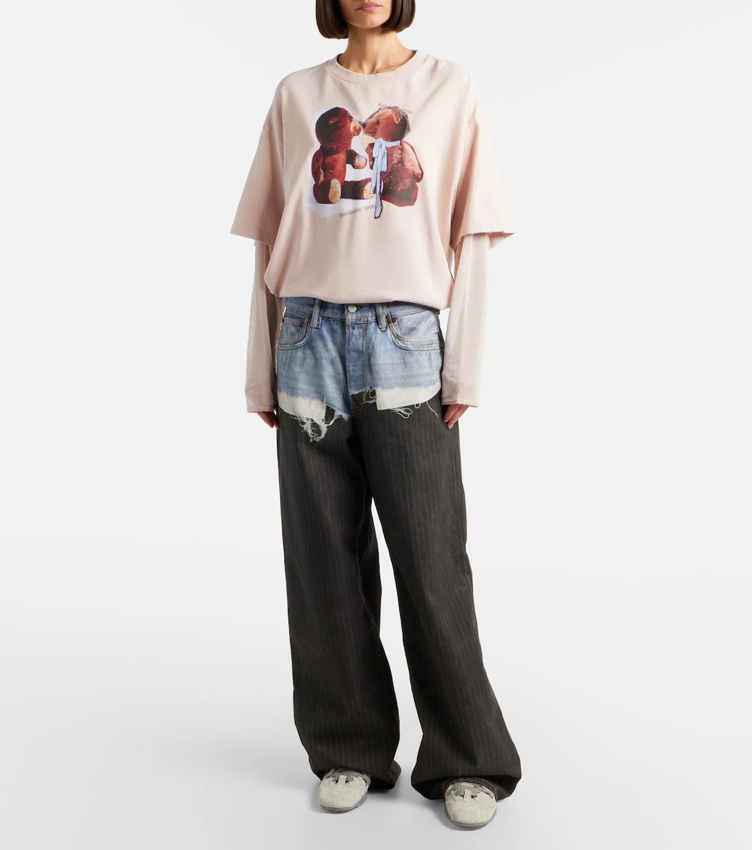 Acne Studios - جينز واسع الساقين بنقشة خطوط الطباشير 1981