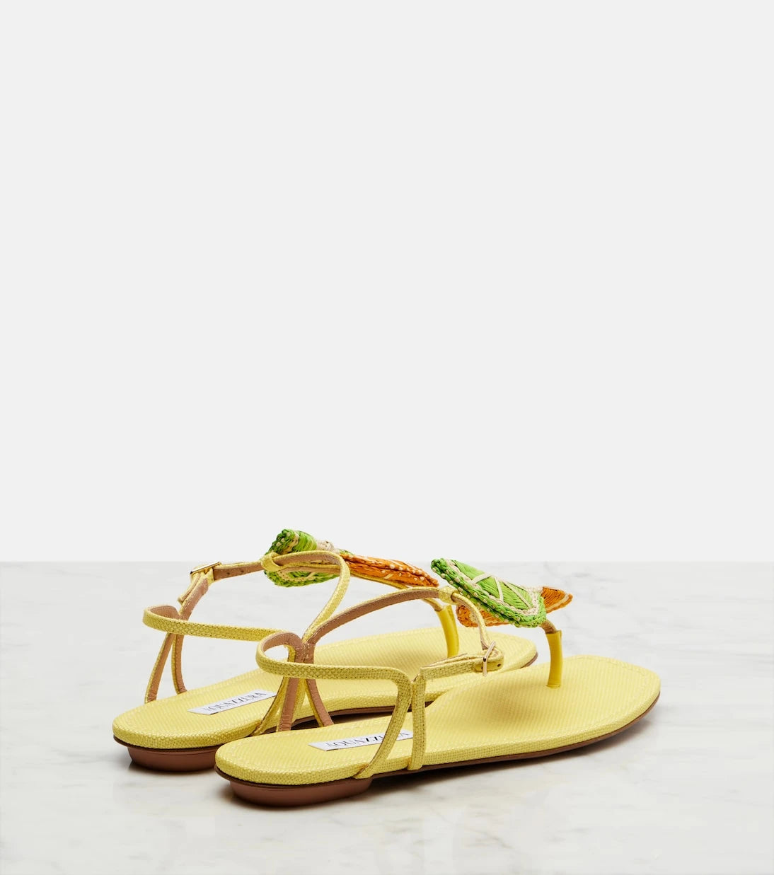 Aquazzura - Citrus Sugar rafya arkası açık sandaletler