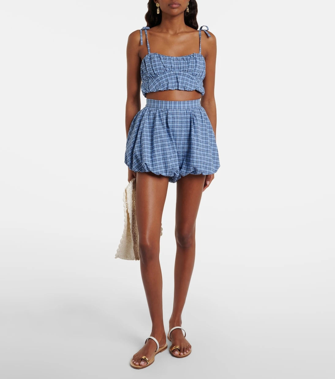 Faithfull - Mira checked cotton shorts