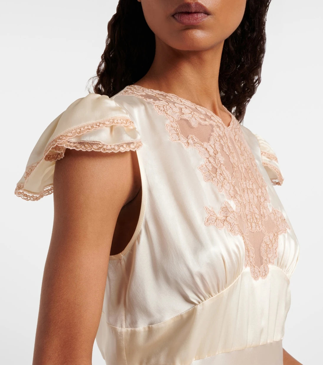 Chloé - Lace-trimmed silk satin maxi dress