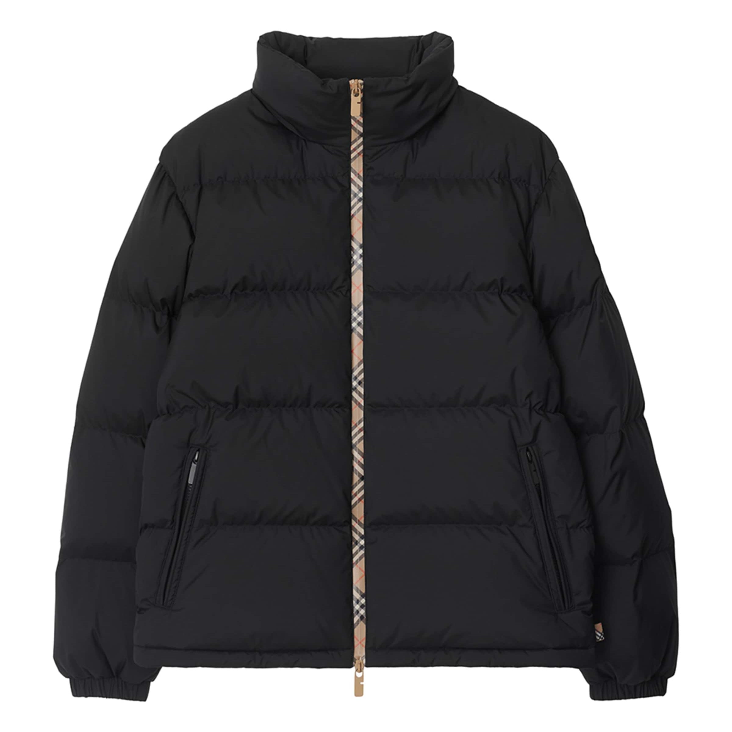 Burberry Black Down Checked-Tape Puffer Jacket