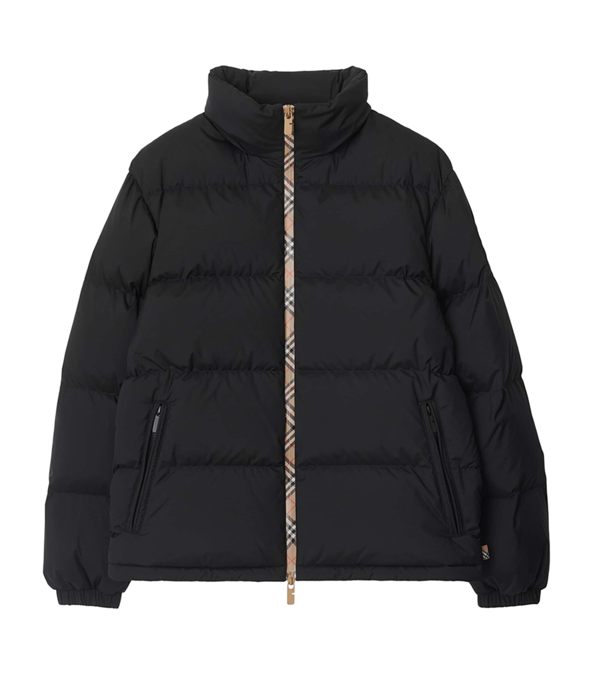 Burberry Black Down Checked-Tape Puffer Jacket