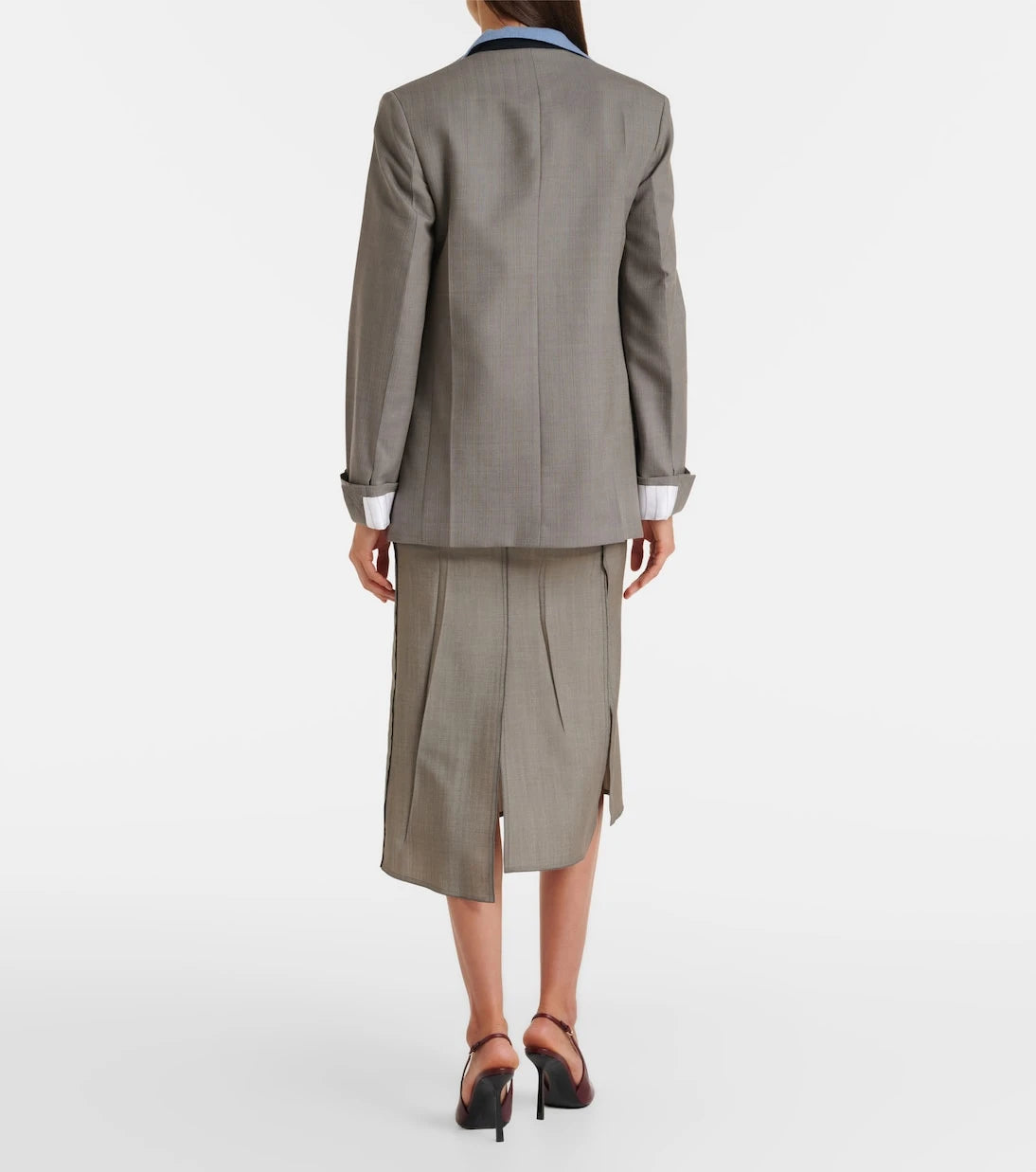 Victoria Beckham - Draped wool and mohair midi skirt