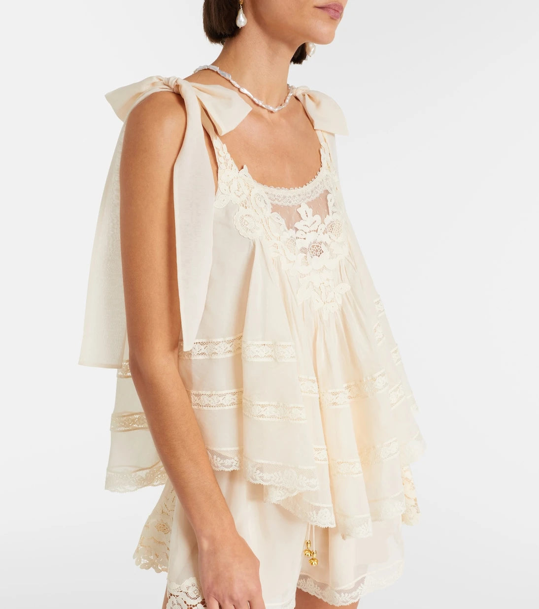 Zimmermann - Awaken lace-trimmed cotton and silk top