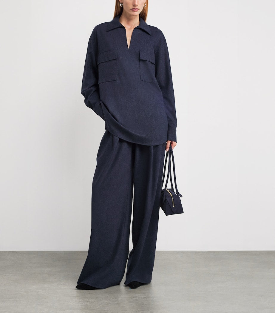 Wool-Cashmere Astor Wide-Leg Trousers