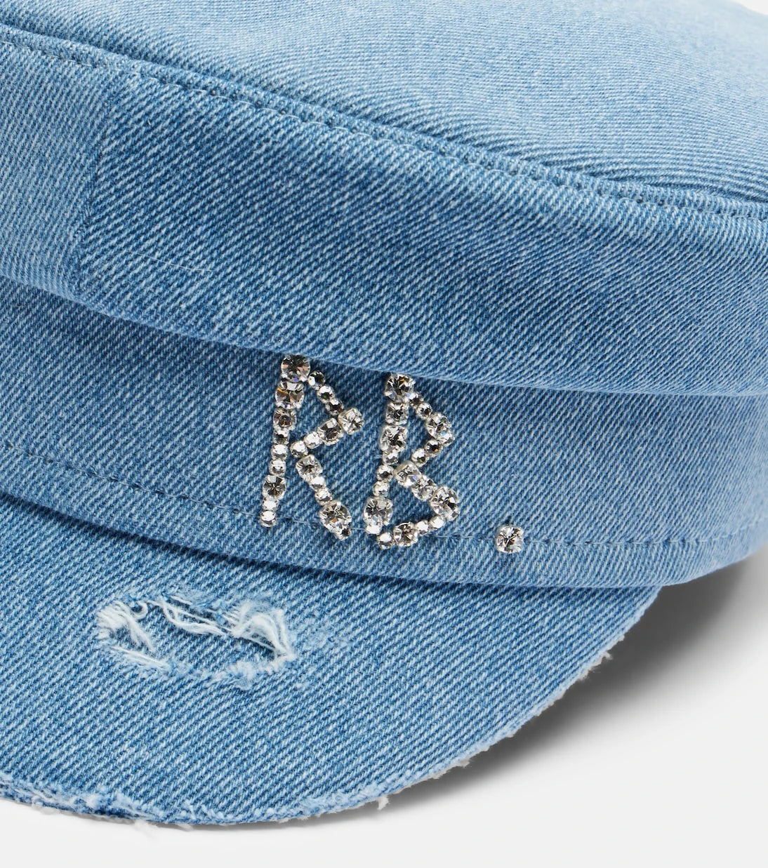Ruslan Baginskiy - Embellished distressed denim newsboy hat