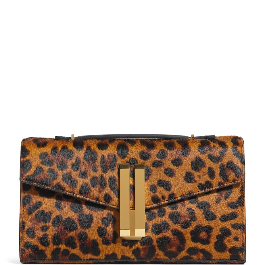 Demellier Multi Leopard-Effect Calf Hair Vancouver Clutch
