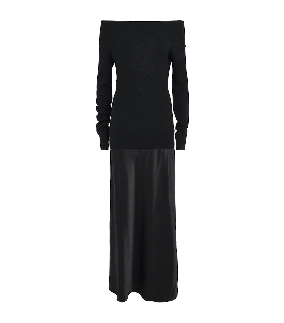 Black Cashmere-Silk Sweater Maxi Dress