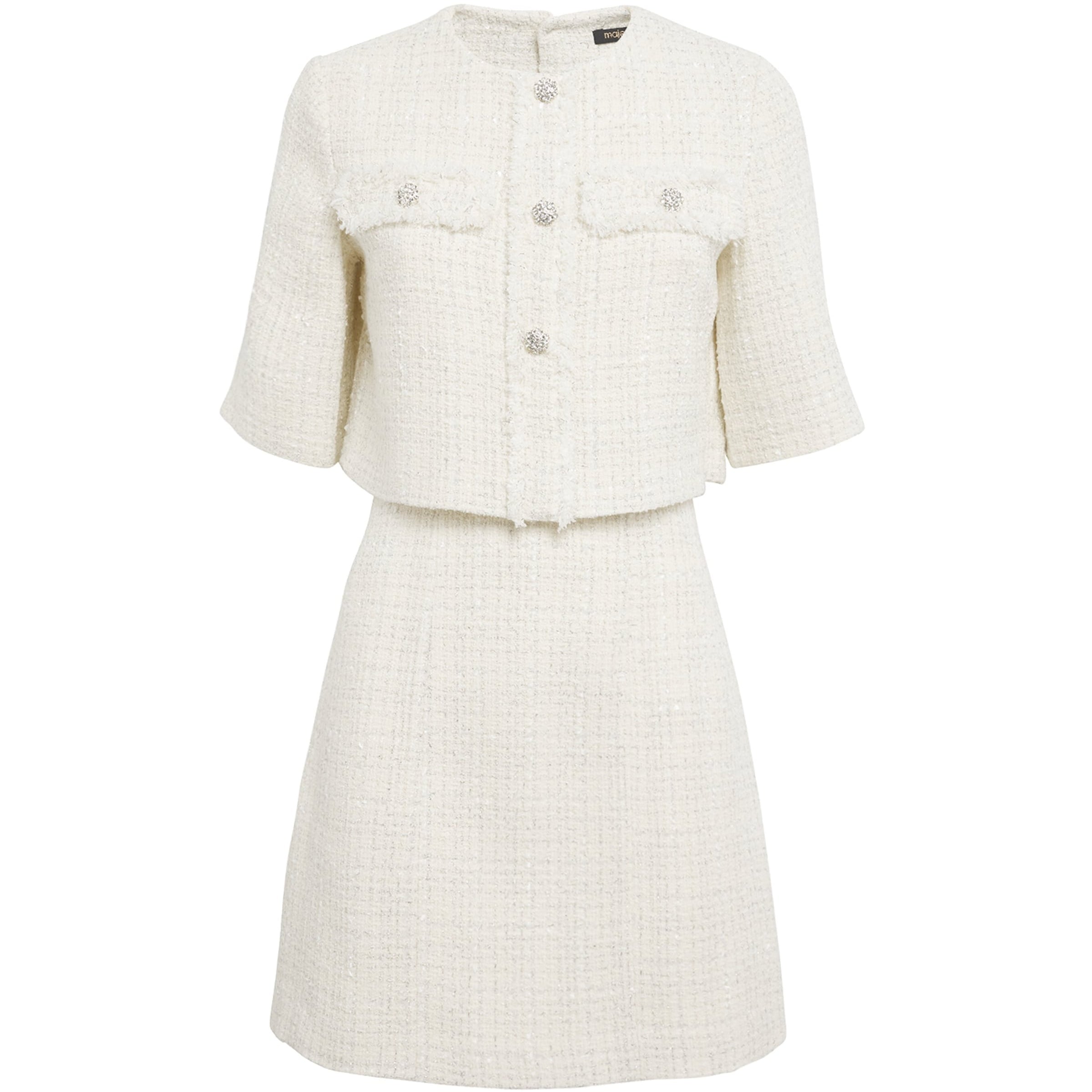 Maje White Tweed 2-In-1 Mini Dress