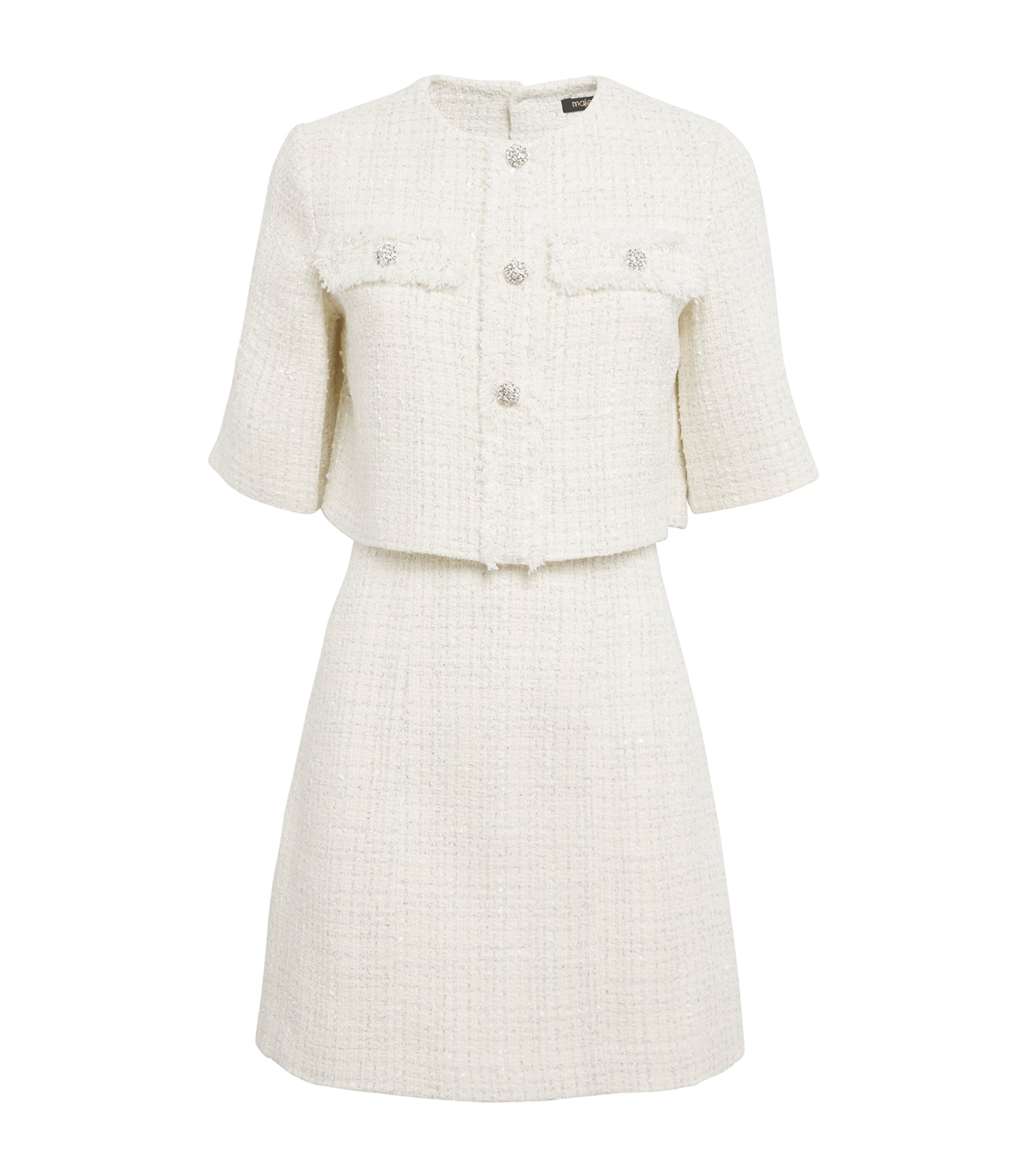 Maje White Tweed 2-In-1 Mini Dress