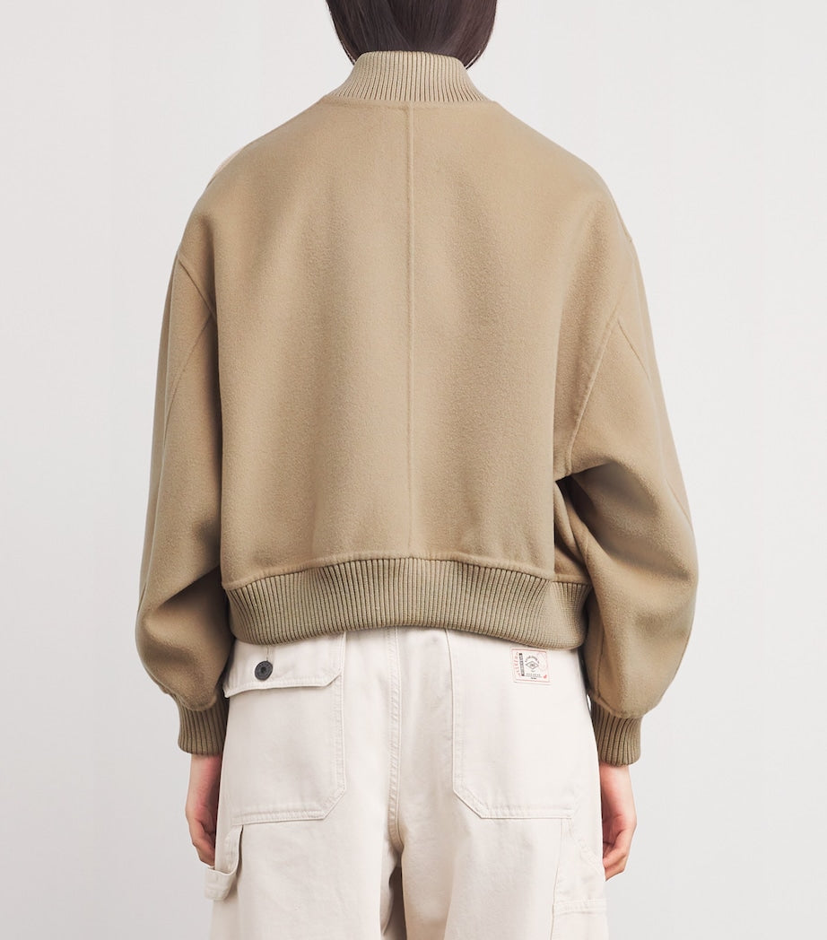 Weekend Max Mara Beige Wool-Blend Bomber Jacket