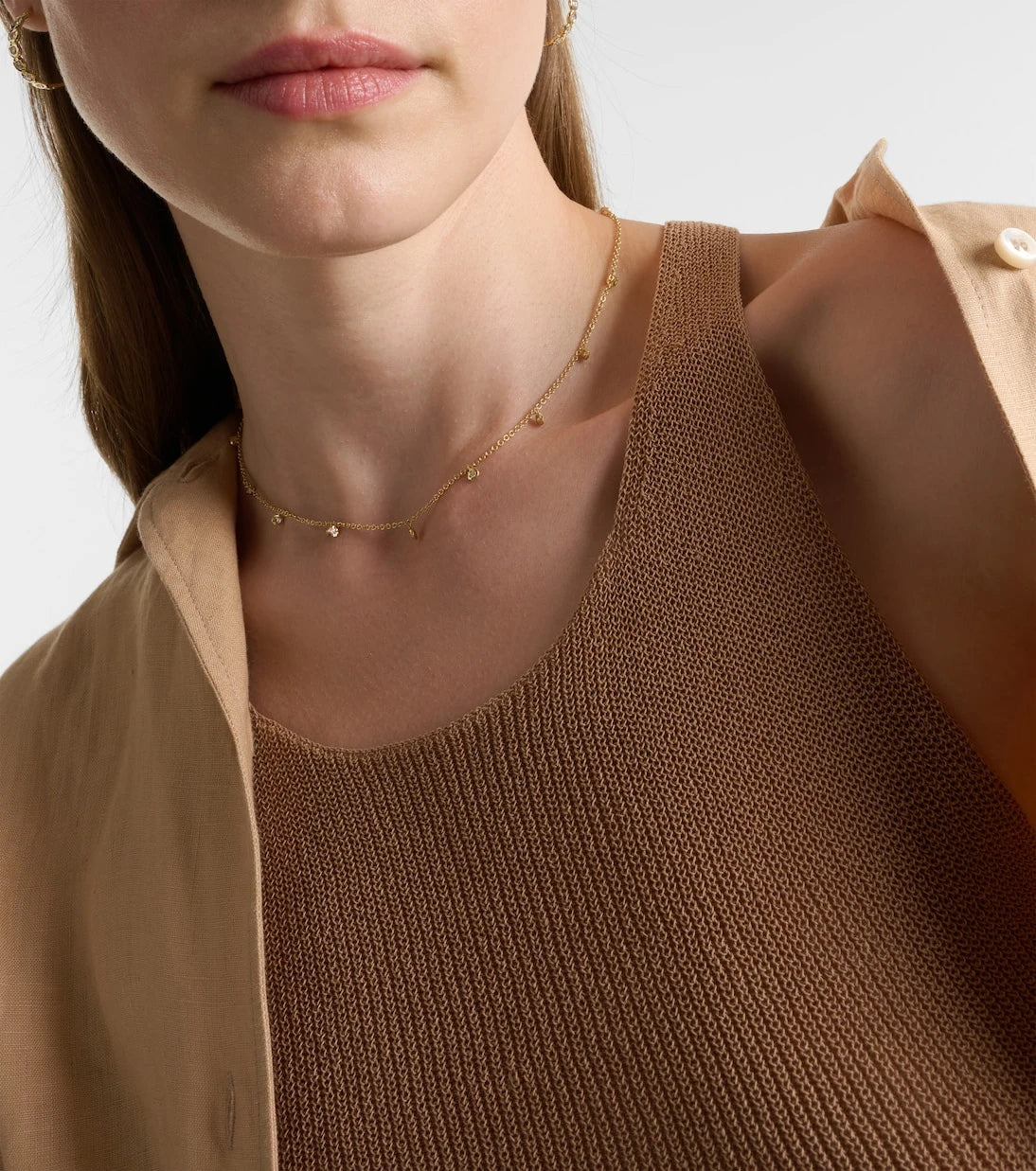 Octavia Elizabeth - Micro Nesting Gem 18kt gold necklace with diamonds