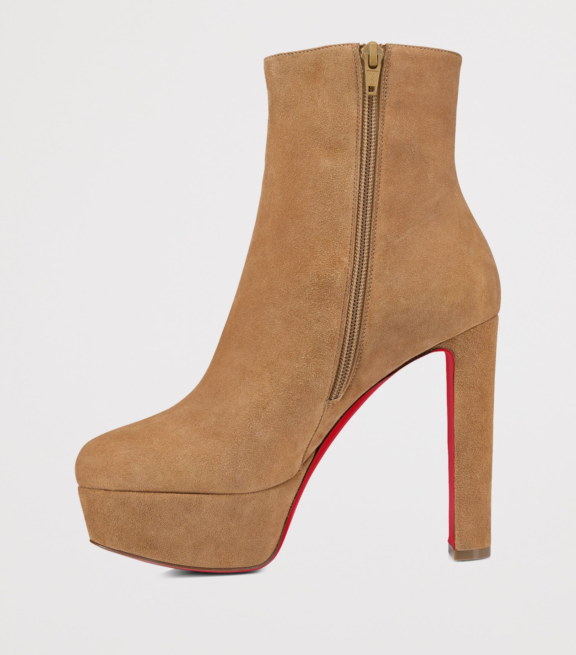 Christian Louboutin Red Loo Booty Suede Platform Boots 130