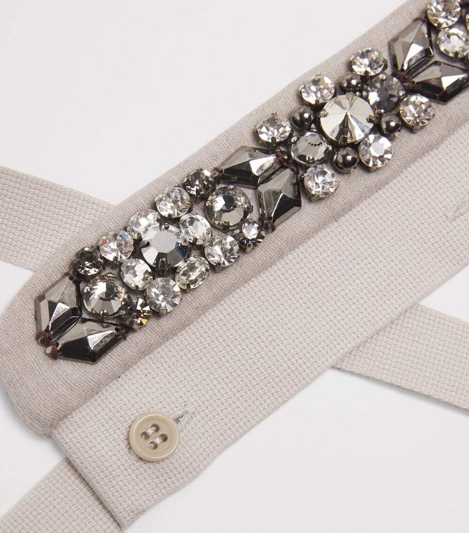 Max Mara Grey Wool Embellished Hood Cuff