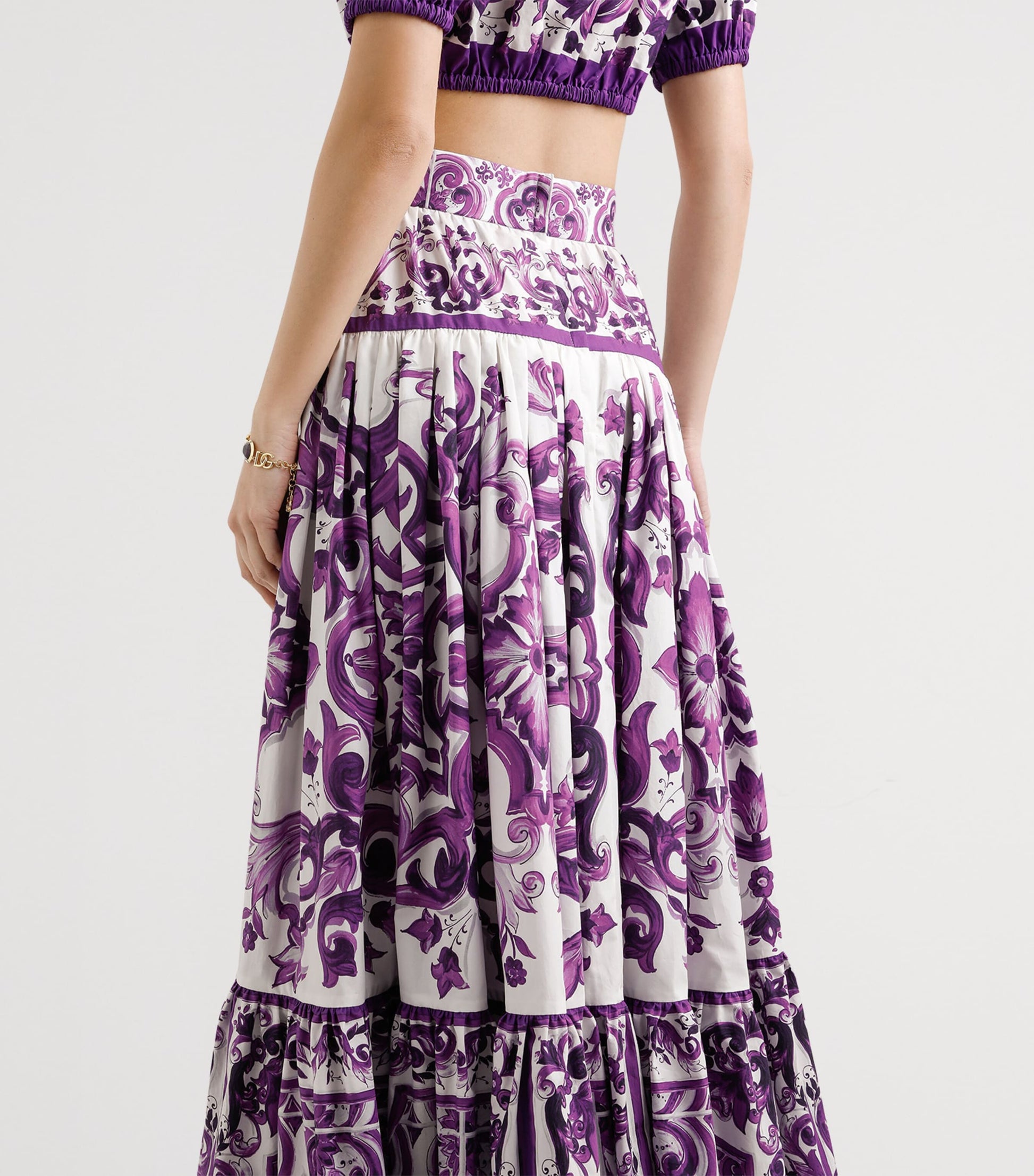 Dolce & Gabbana Multi Cotton Majolica Print Maxi Skirt