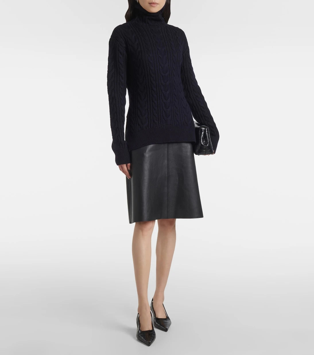Toteme - Cable-knit wool and cotton turtleneck sweater