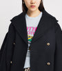 GANNI Black Recycled Wool-Blend Midi Pea Coat