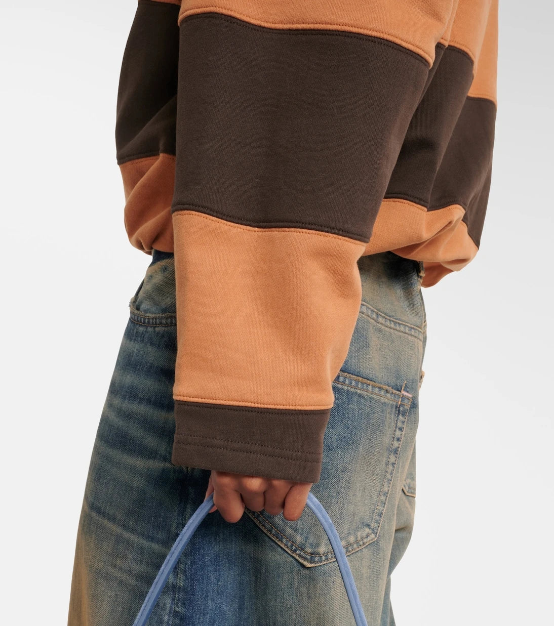 Acne Studios - Folio striped cotton fleece polo sweatshirt