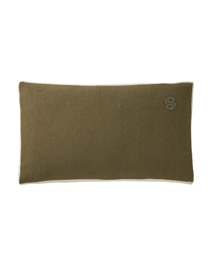 BOSS CLAYTON Koyu haki 31 x 55 cm dekoratif keten yastık kılıfı