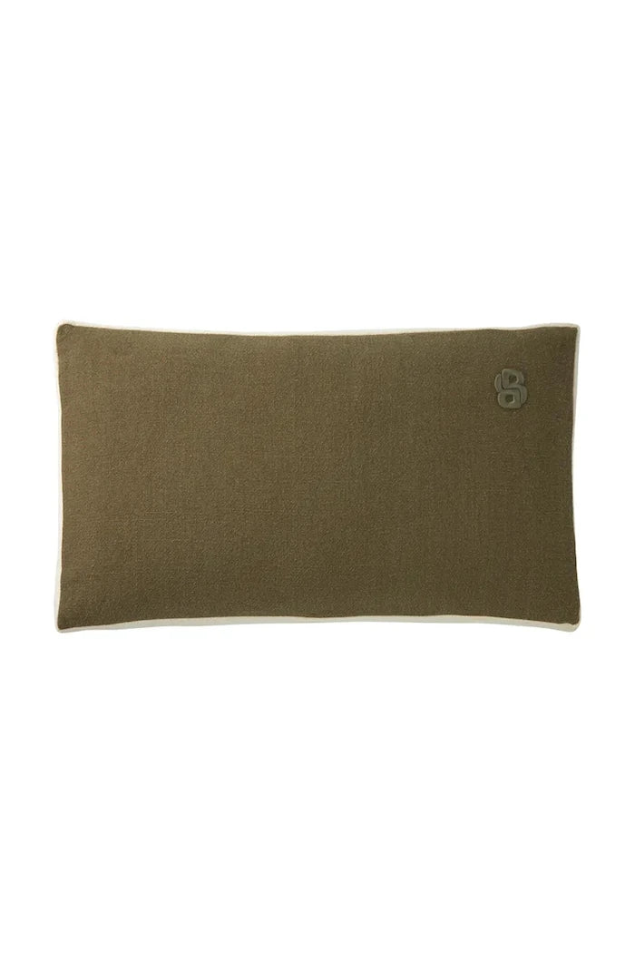 BOSS CLAYTON Koyu haki 31 x 55 cm dekoratif keten yastık kılıfı