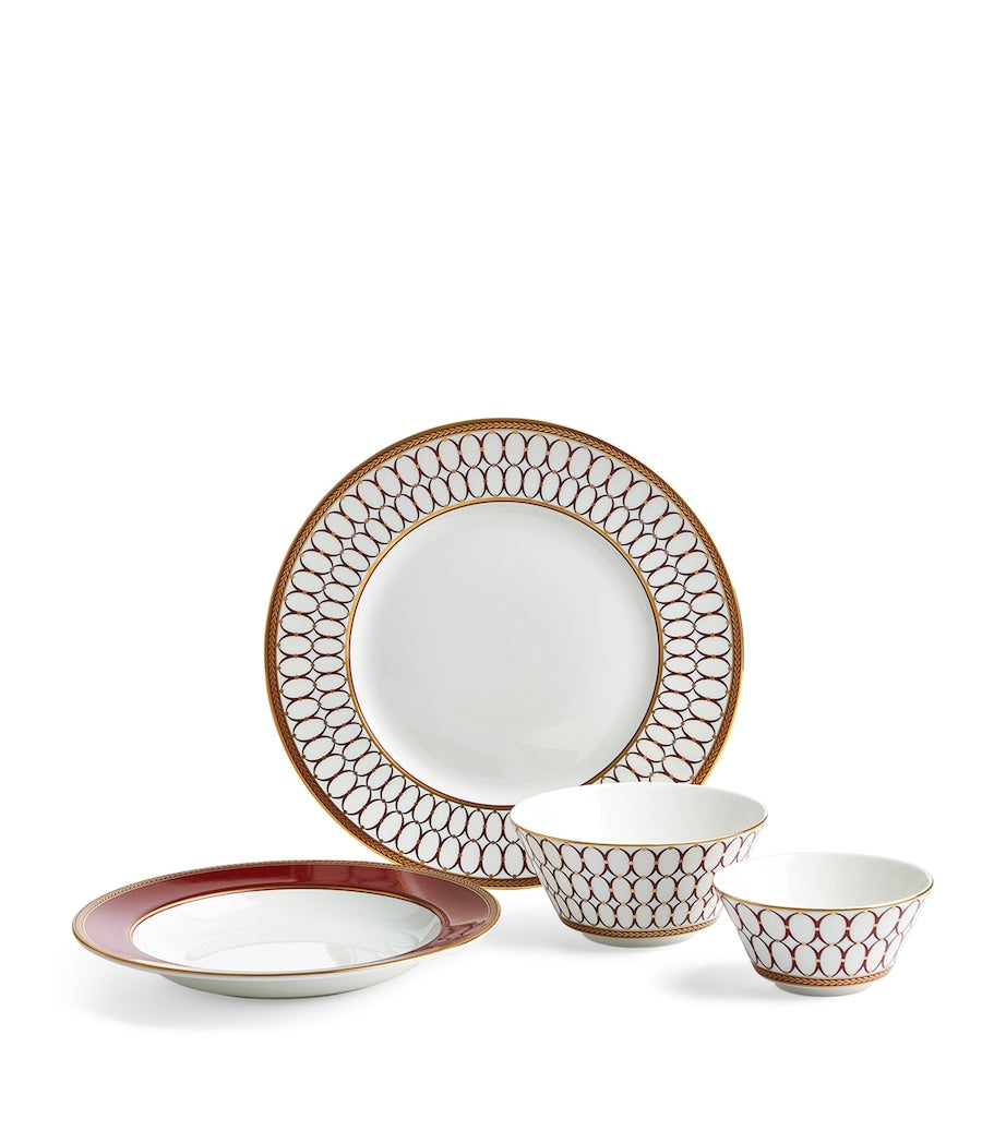 Set of 8 Renaissance Red Dinnerware Pieces